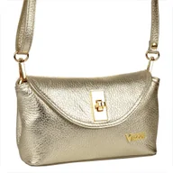 Torebki damskie - VEZZE mała listonoszka złota skóra naturalna - miniaturka - grafika 1