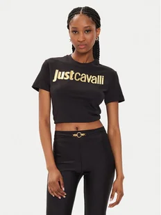 Just Cavalli T-Shirt 76PAHG11 Czarny Slim Fit - Koszulki i topy damskie - miniaturka - grafika 1