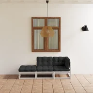 Meble ogrodowe - vidaXL 3-cz. zestaw wypoczynkowy do ogrodu, z poduszkami, lita sosna 3076520 - miniaturka - grafika 1