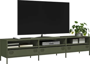 vidaXL vidaXL Szafka RTV, oliwkowa, 202x39x43,5 cm, stal walcowana na zimno - Szafki RTV - miniaturka - grafika 1