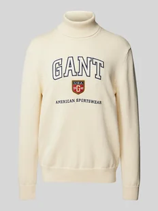 Sweter z dzianiny z wyhaftowanym logo - Swetry męskie - miniaturka - grafika 1