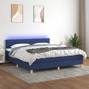 Łóżka - Łóżko kontynentalne z materacem, niebieskie 160x200 cm, tkanina Lumarko! - miniaturka - grafika 1