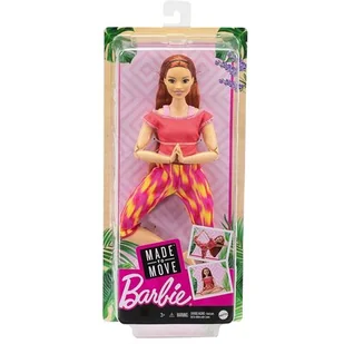 Mattel lalka Barbie Stworzona do ruchu rudowłosa w czerwonym topie - Lalki dla dziewczynek - miniaturka - grafika 1