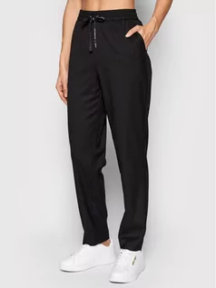 Spodnie damskie - Tommy Hilfiger Spodnie materiałowe Flannel WW0WW33068 Czarny Relaxed Fit - grafika 1