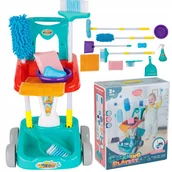 Zabawy w naśladowanie dorosłych - Zestaw do sprzątania dla dzieci wózek AGD na kółkach duży akcesoria - miniaturka - grafika 1