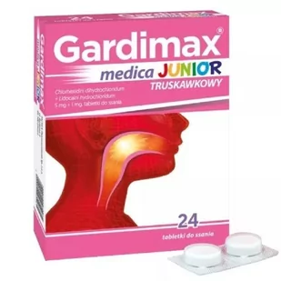 Gardimax Medica Junior truskawkowy, 24 tabletki do ssania - >>> DARMOWA od 99zł<<< - Przeziębienie i grypa - miniaturka - grafika 1