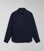 Koszule męskie - camicie uomo napapijri g-linen ls np0a4hq2 176 blu marine - miniaturka - grafika 1