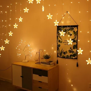Kurtyna świetlna LED lampki choinkowe gwiazdy XXL - Oświetlenie świąteczne - miniaturka - grafika 1