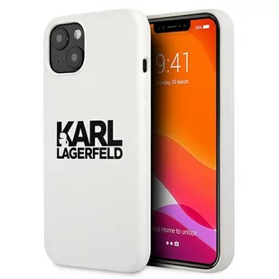 Karl Lagerfeld Silicone Stack Logo - Etui iPhone 13 mini (biały) KLHCP13SSLKLWH - Etui i futerały do telefonów - miniaturka - grafika 1