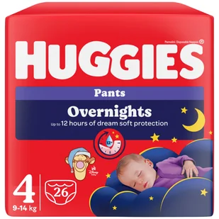 Pieluchomajtki HUGGIES Overnights Pants rozmiar 4 (9-14kg) 26szt - Pieluchy - miniaturka - grafika 1