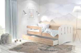Łóżko dziecięce 180x90 biały dąb sonoma HAPPY - Łóżka dla dzieci i młodzieży - miniaturka - grafika 1