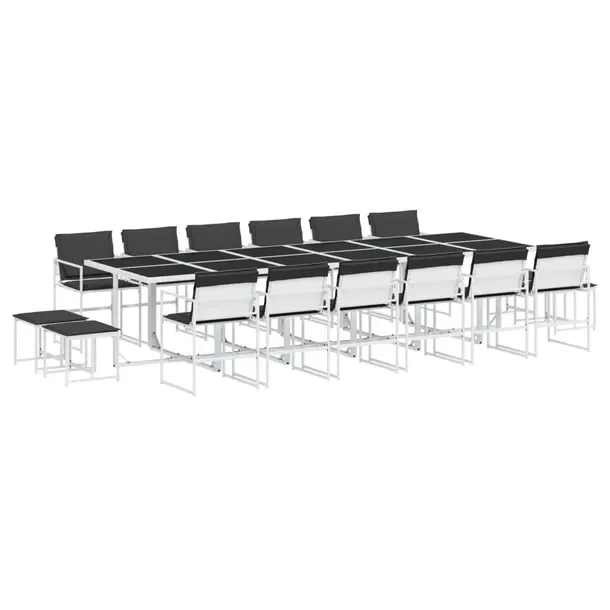 Zestaw mebli ogrodowych biały 330 x 107 x 72 cm, 12 krzeseł, 4 stołki