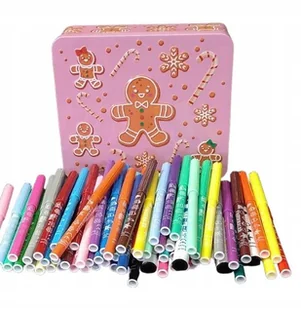 Flamastry 70 szt. w pudełku metalowym Ciastek + kolorowanki - Przybory szkolne - miniaturka - grafika 1