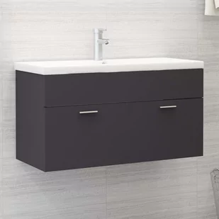 vidaXL vidaXL Szafka pod umywalkę, szara, 90x38,5x46 cm, płyta wiórowa - Szafki łazienkowe - miniaturka - grafika 1
