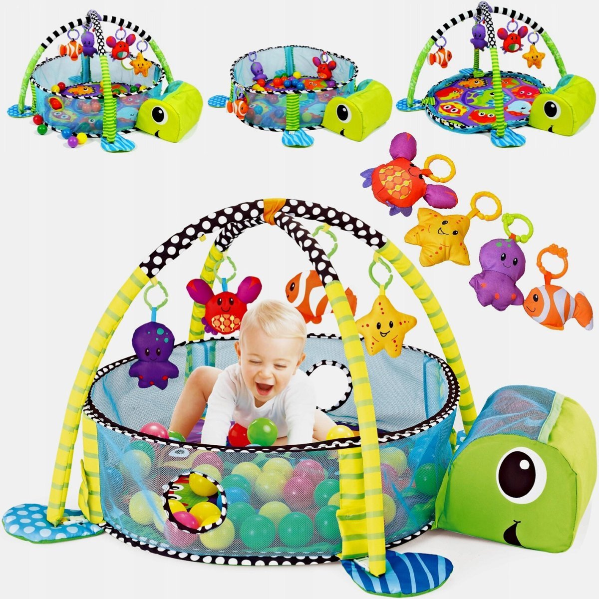 DUŻA MATA EDUKACYJNA KOJEC Z PIŁKAMI ŻÓŁW 3w1 0+