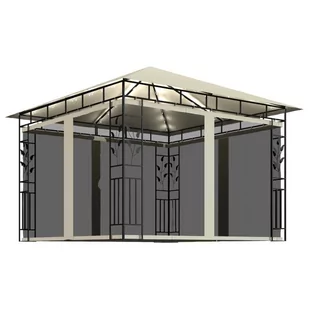 vidaXL Altana z moskitierą i sznurem lampek, 3x3x2,73 cm, kremowa! 3070314 - Altany ogrodowe - miniaturka - grafika 1