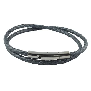 König Design skórzany naszyjnik skórzany pasek skórzana bransoletka 6 mm męski naszyjnik 17 cm - 100 cm pleciony, długość: 30 centymetrów, kolor: grafitowo-szary - Naszyjniki męskie - miniaturka - grafika 1