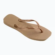 Klapki i japonki damskie - Japonki damskie Havaianas Square Logo Metallic rose gold / rose gold - miniaturka - grafika 1