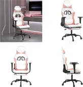 Fotele gamingowe - vidaXL Fotel gamingowy z podnóżkiem z białej i różowej sztucznej skóry - Fotel gamingowy - Krzesła gamingowe - Fotel biurowy - Krzesło - miniaturka - grafika 1