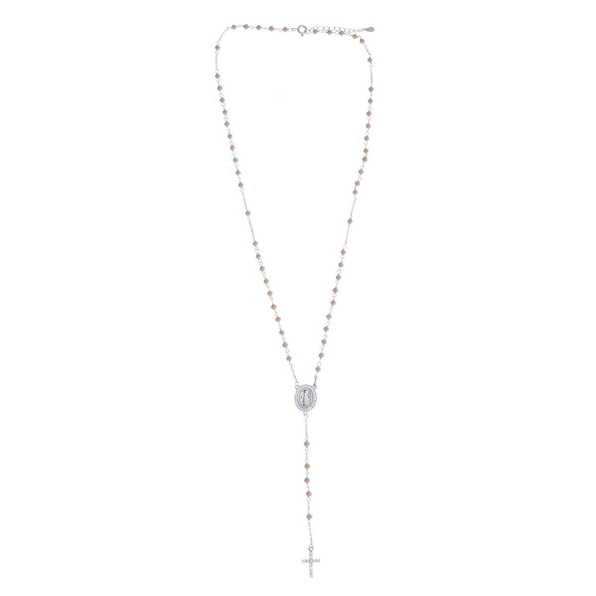 Srebrny Różaniec Szare Koraliki Chrzest Komunia próba 925