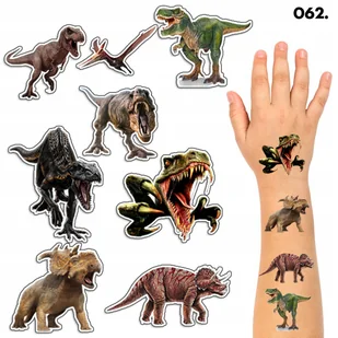 TATUAŻE ZMYWALNE DLA DZIECI TYMCZASOWE DINO DINOZAURY - 8 EL. / 150 WZORÓW - Zabawki kreatywne - miniaturka - grafika 1
