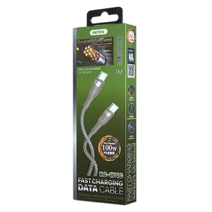 REMAX Sury 2 PD nylonowy kabel przewód USB Typ C Power Delivery 2.0 100W 20V 5A 1m srebrny (RC-174c) - Kable USB - miniaturka - grafika 3