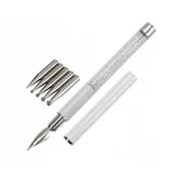 Pozostałe urządzenia kosmetyczne - Stylograf Do Zdobień 6w1 Pióro Do Zdobień I 5x Sonda Wymienne Końcówki Biały Z Cyrkoniami No Name - miniaturka - grafika 1