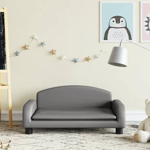 vidaXL vidaXL Sofa dla dzieci, szara, 70x45x30 cm, sztuczna skóra - Krzesełka i taborety dla dzieci - miniaturka - grafika 1