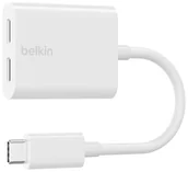 Adaptery i przejściówki - Belkin 2x USB-C do audio i ładowania PD 60W, biały - miniaturka - grafika 1