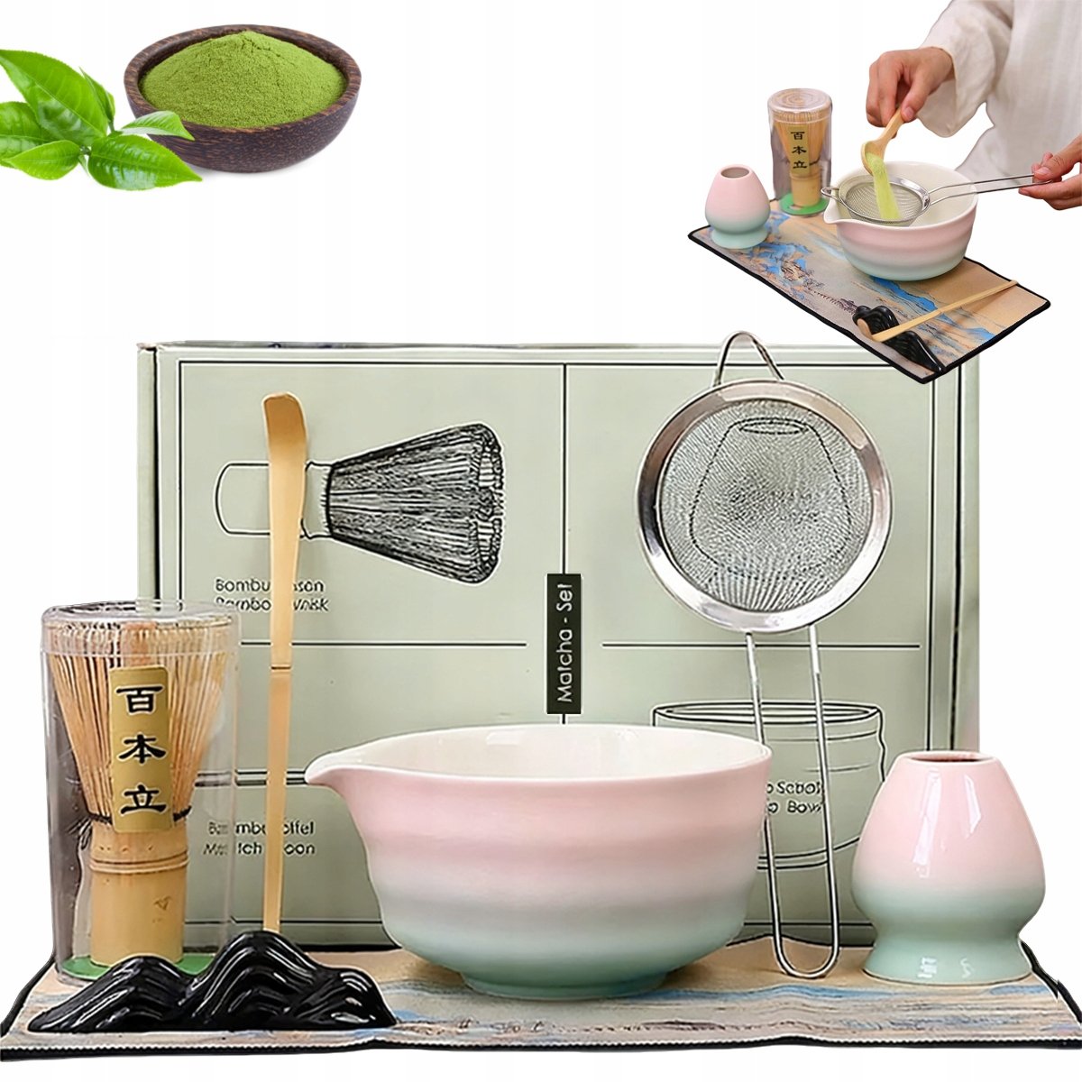 8w1 Kompletny Zestaw Do Herbaty Matcha Ceramiczny