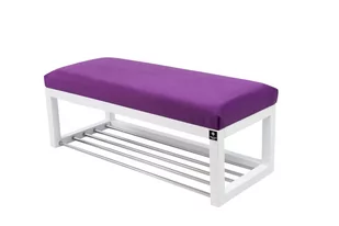 Ławka na buty LPG-4 75cm EMRAWOOD drewno lite kolor biały siedzisko gładkie kolor fioletowy - Ławki do przedpokoju Ławka na buty LPG-4 75cm EMRAWOOD drewno lite kolor biały siedzisko gładkie kolor fioletowy - Ławki do przedpokoju - miniaturka - grafika 1