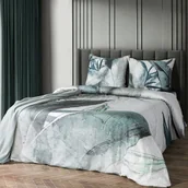 Pościel - Pościel satynowa ARTIST 220x200 Eva Minge Eurofirany jasnoszara w ciemno miętowy wzór - miniaturka - grafika 1