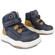 Botki damskie - Dziecięce Trapery Modne Na Rzepy Na Zamek Wygodne Zimowe Trzewiki Chłopięce Wysokie Botki Ocieplane Apa Granatowe 21 - miniaturka - grafika 1