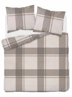 Pościel - Pościel satynowa 140x200 5218b beżowa kratka - miniaturka - grafika 1