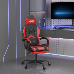 Lumarko Obrotowy fotel gamingowy z podnóżkiem, czarno-czerwony - Fotele gamingowe - miniaturka - grafika 1