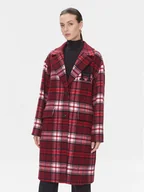 Płaszcze damskie - Tommy Hilfiger Płaszcz wełniany Imd Tartan WW0WW39761 Czerwony Relaxed Fit - miniaturka - grafika 1