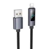 Kable USB - Kabel USB A do Lightning Hoco 2,4A z wyświetlaczem 1 m X112 czarny - miniaturka - grafika 1