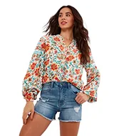 Bluzki damskie - Joe Browns Damska letnia bluzka z długim rękawem z kwiatowym nadrukiem, wielokolorowa, 14, multi, 40 - miniaturka - grafika 1
