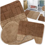 Dywaniki łazienkowe - DYWANIK ŁAZIENKOWY ANTYPOŚLIZGOWY DUŻY BRĄZOWY BEŻOWY 50X80 KOMPLET 3 szt. - miniaturka - grafika 1