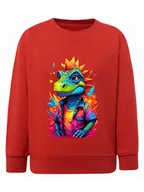Bluzy dla chłopców - Chłopięca bluza z nadrukiem Dinozaur czerwona Tup Tup - miniaturka - grafika 1