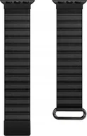 Akcesoria do smartwatchy - Crong Crong Eclipse - Skórzany pasek magnetyczny Apple Watch 42/44/45/49 mm czarny - miniaturka - grafika 1
