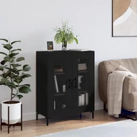 Komody - vidaXL Szafka, czarna, 69,5x34x90 cm, materiał drewnopochodny - miniaturka - grafika 1
