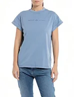 Koszulki i topy damskie - Replay T-shirt damski regular fit, 685 Grey Blue, XXS - miniaturka - grafika 1