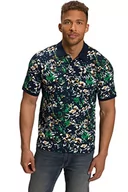 Koszulki męskie - JP 1880 Męska koszulka polo, z rękawami do łokci i kwiatowym nadrukiem, matowa granatowa, XL, Matowy niebieski, XL - miniaturka - grafika 1