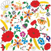 Szkolne artykuły papiernicze - Naklejka haft kociewski (kwiaty) - miniaturka - grafika 1