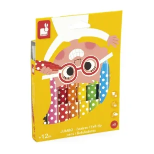 Janod Flamastry Jumbo 8 kolorów 8 szt. - Flamastry - miniaturka - grafika 1