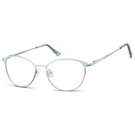 Okulary korekcyjne, oprawki, szkła - Okulary damskie zerówki kocie oprawki korekcyjne medium M295 błękit/srebrny - miniaturka - grafika 1