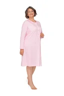 Bielizna nocna - KOSZULA NOCNA DAMSKA L DŁUGI RĘKAW BAWEŁNIANA RÓŻOWA ROZPINANA LUŹNA - miniaturka - grafika 1