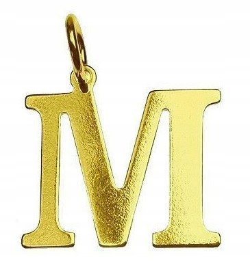 Literka M duża złota zawieszka litera M srebro 925 pokryte 24K złotem