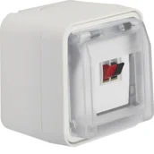 Gniazdka elektryczne - Berker W.1 Berker Gniazdo głośnikowe pojedyncze z pokrywą, kompletne, IP55, biały - miniaturka - grafika 1